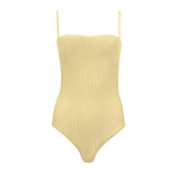 womens buttercream stripe simple one piece