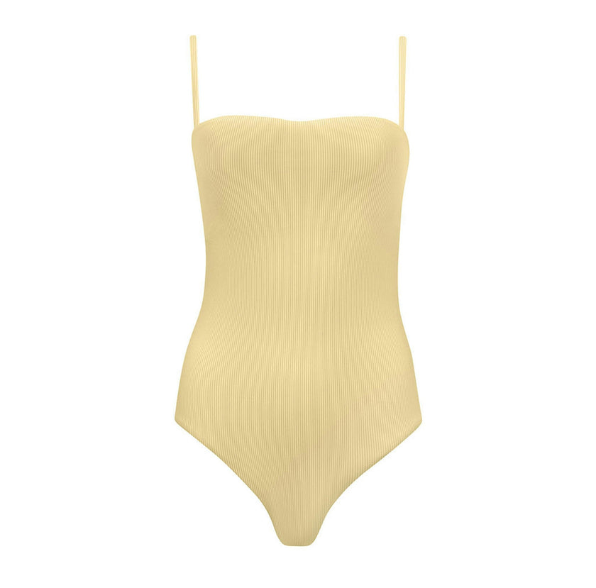womens buttercream stripe simple one piece