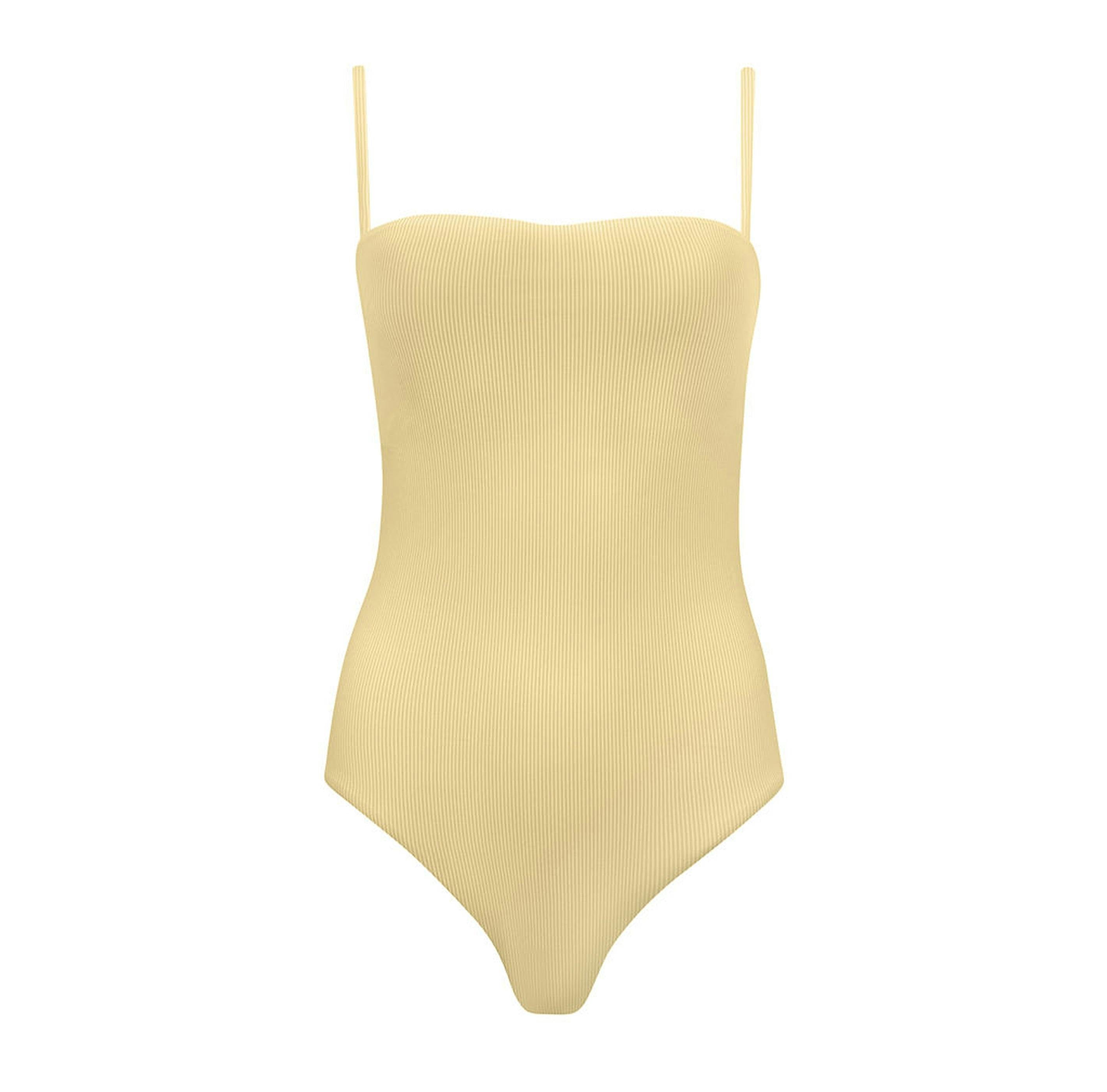 womens buttercream stripe simple one piece