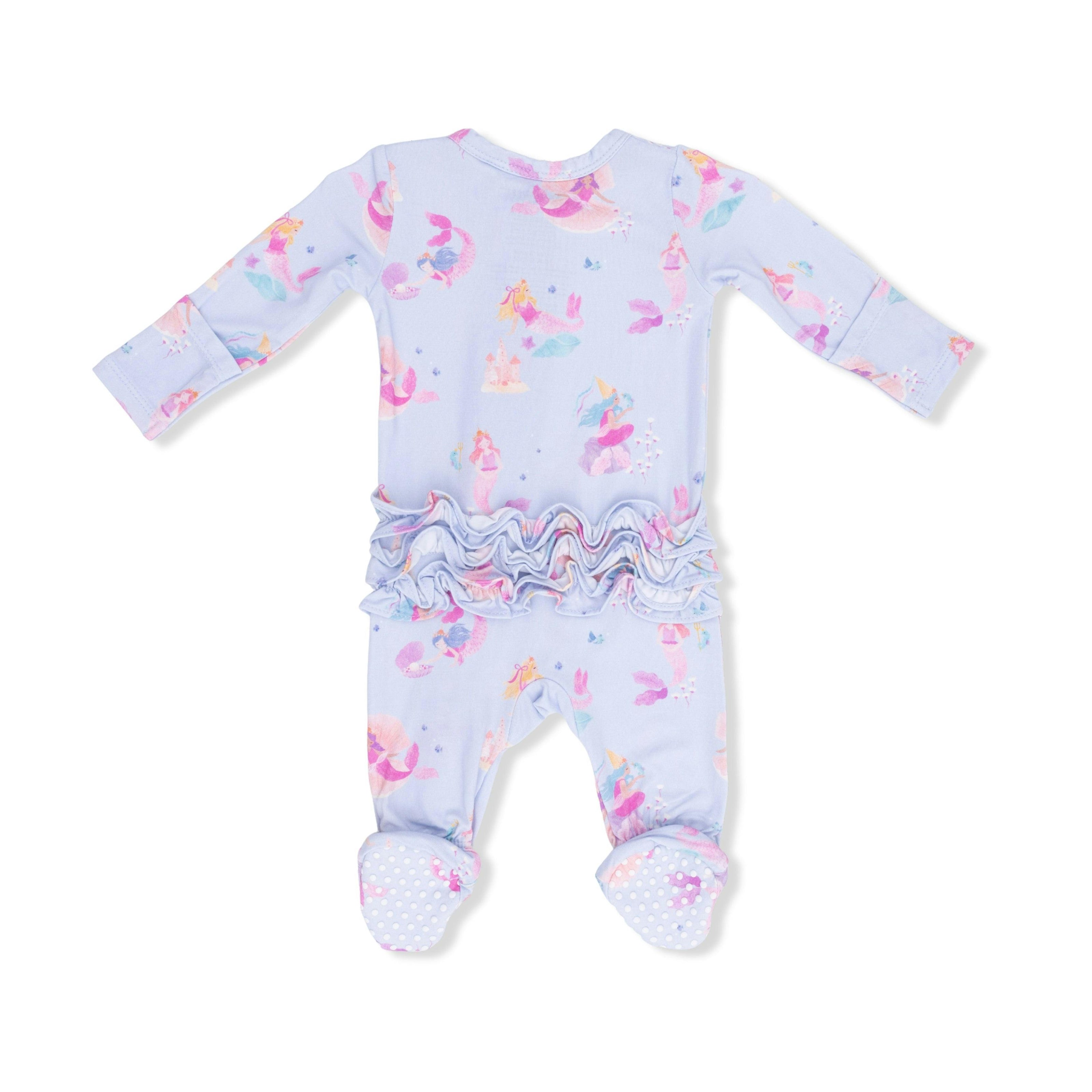Mermaid Princesses - 2 Way Ruffle Back Zipper Footie