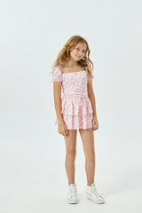 Willow Pastel Pink Ditsy Satin Skort