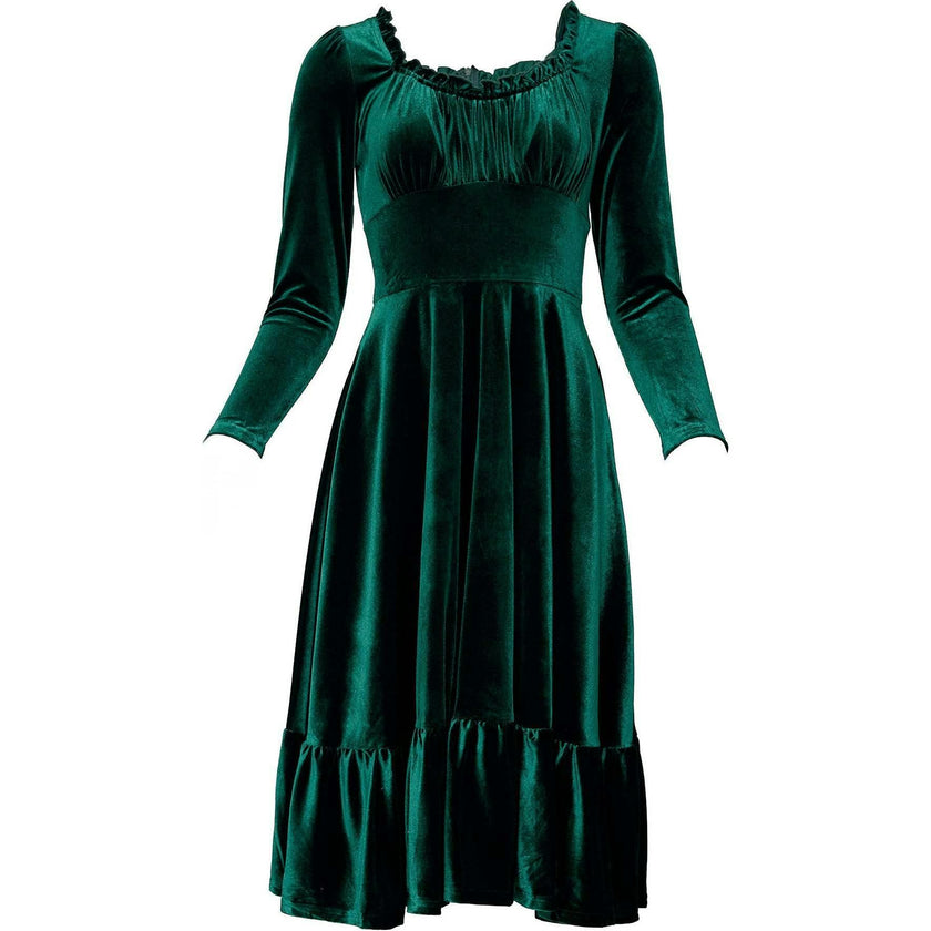 Cypress Dress in Green Velvet