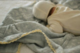 Daphne Icy Blue Floral QUILTED 6 Layer Gauze Blanket