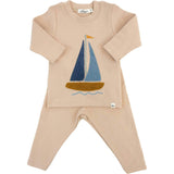 Denim Sailboat Terry Applique Two Piece Set