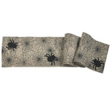 Hand Felted Wool Halloween Spider Web Table Runner - 14x72" Arcadia Home