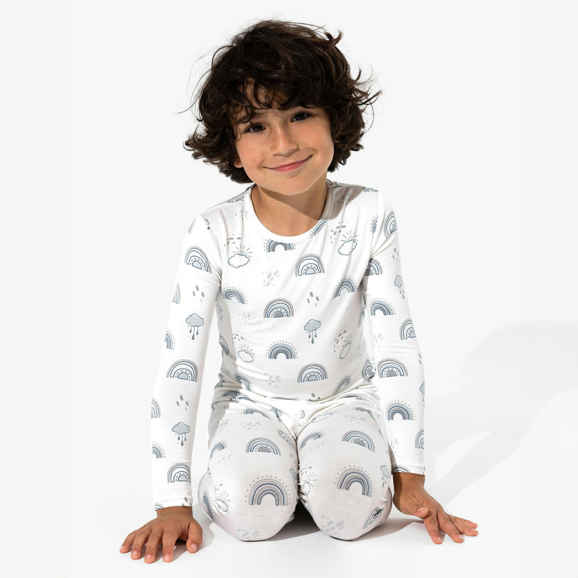 Grey Rainbows Bamboo Kids Pajamas