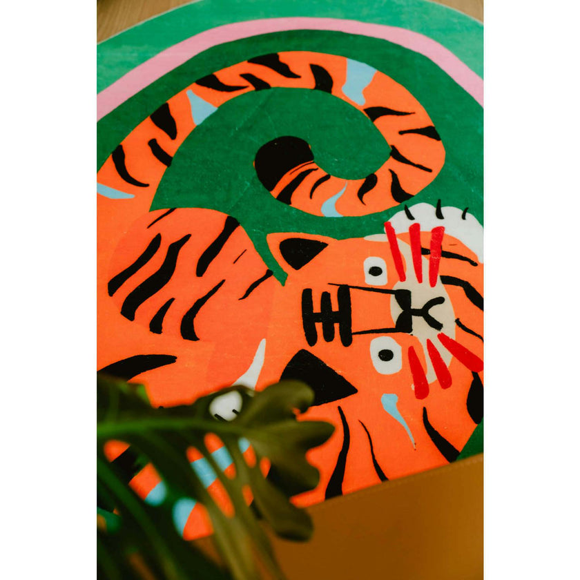 Oval Tiger Area Rug by Lu Yang
