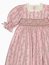 Pink Garland Floral Penelope Girl Hand-Smocked Dress