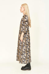 Cassis Dress in Olive Labyrinth