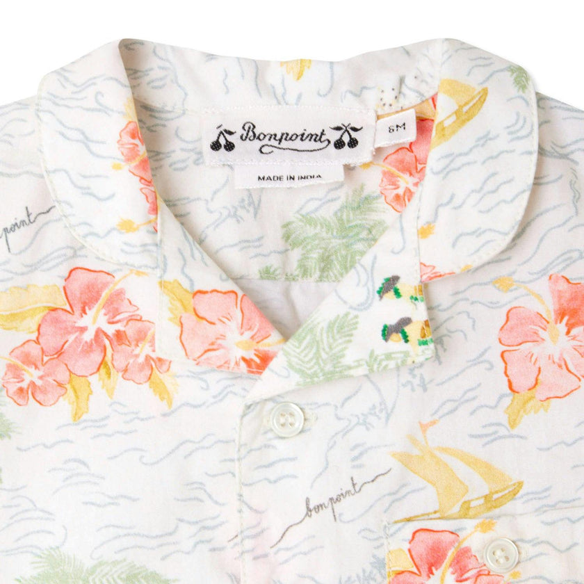 BONPOINT Gerald Island Print Poplin Baby Shirt