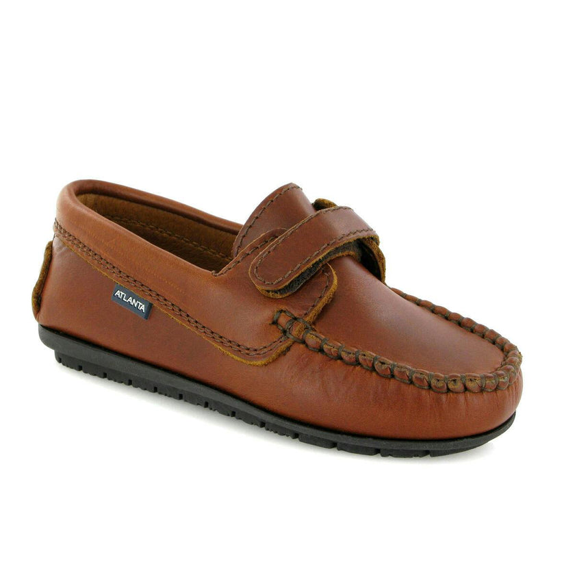 Strap In Pull Up Leather Moccasins, Camel