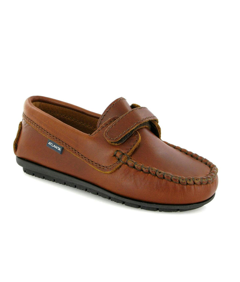 Strap In Pull Up Leather Moccasins, Camel