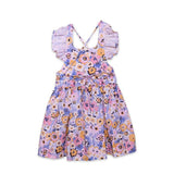 Ruffle Sleeve Dress in Purple Flowers