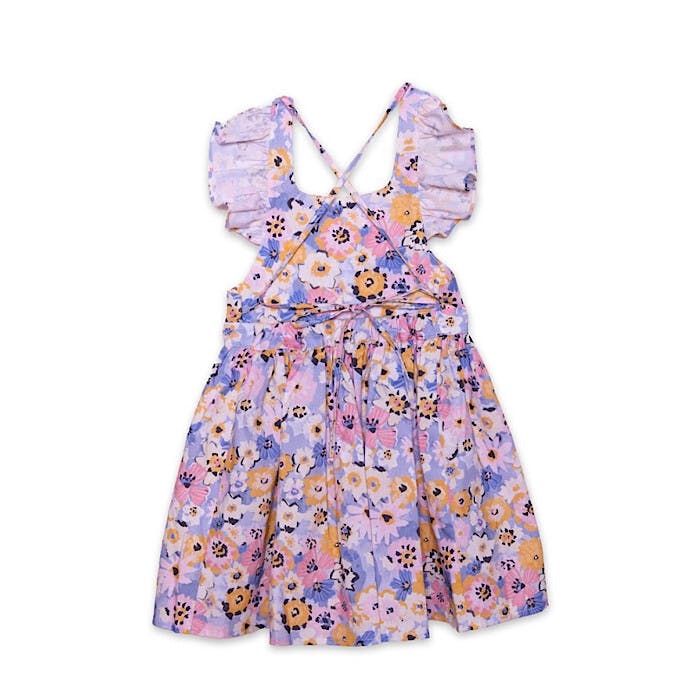 Ruffle Sleeve Dress in Purple Flowers