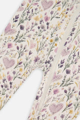 Baby Organic Cotton One Piece Pajama Beige Heart Print