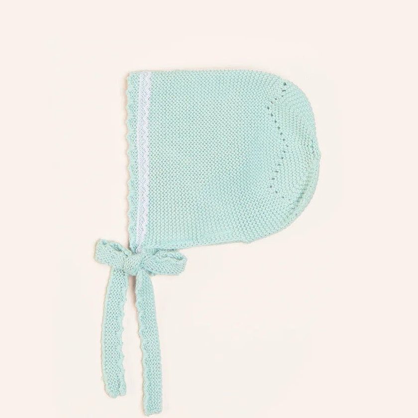 Lace Detail  Bonnet in Sage Green (0-9mths)