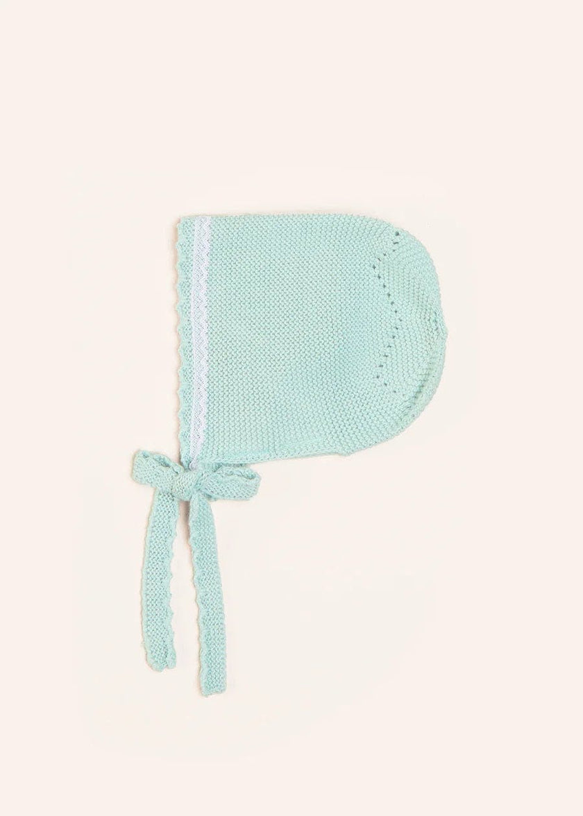 Lace Detail  Bonnet in Sage Green (0-9mths)