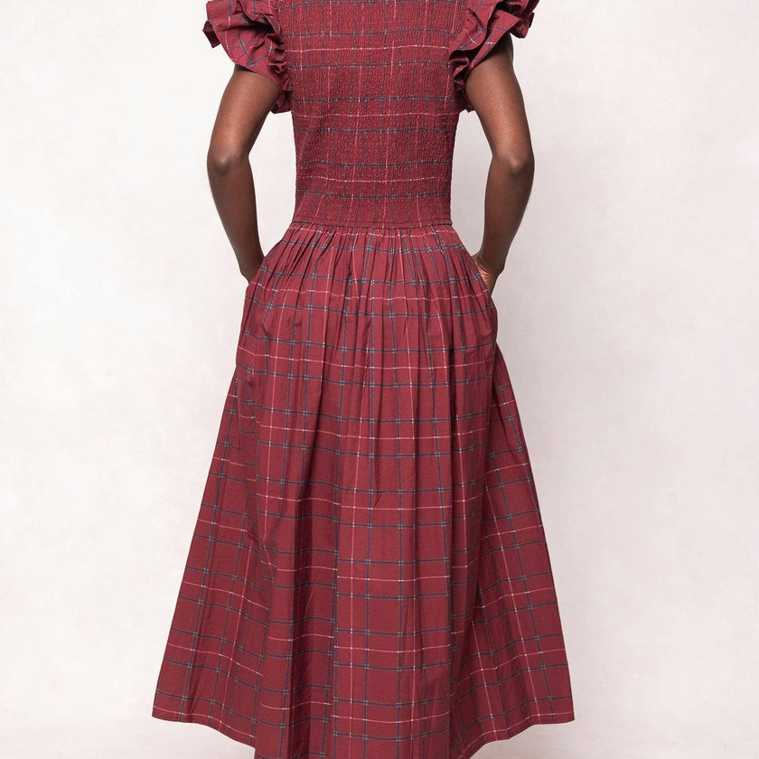 Hattie Dress in Burgundy Plaid