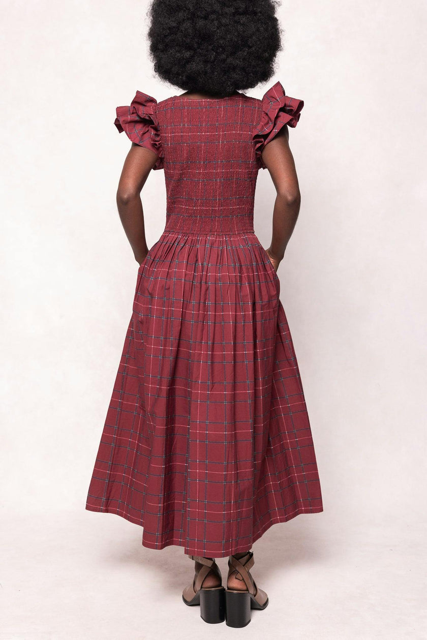 Hattie Dress in Burgundy Plaid