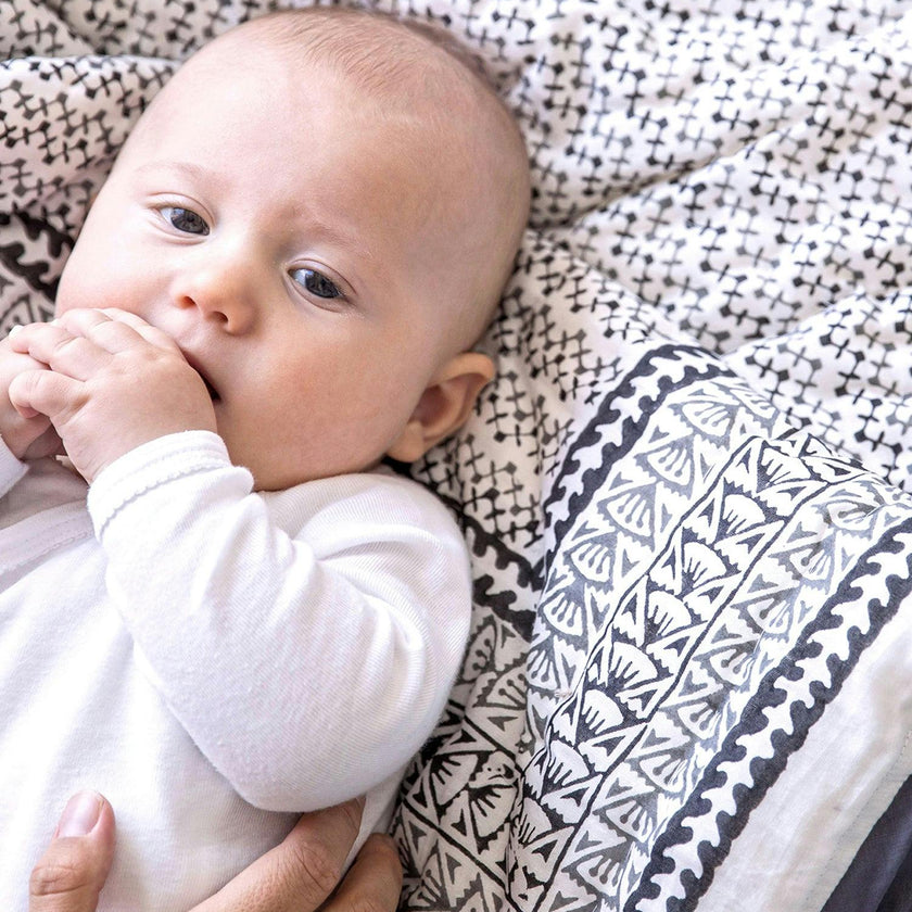 Block-Printed Cotton Crib Quilt