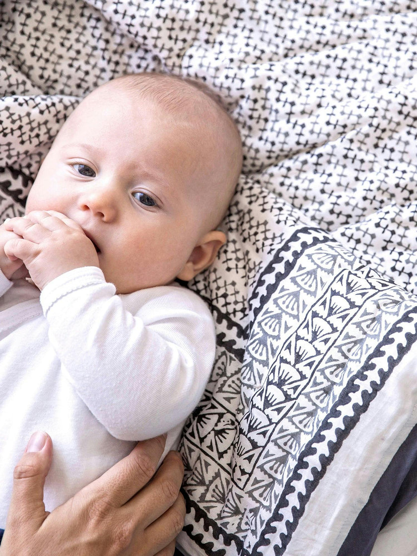 Block-Printed Cotton Crib Quilt