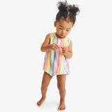 Baby cotton gauze bubble shortie in rainbow stripe