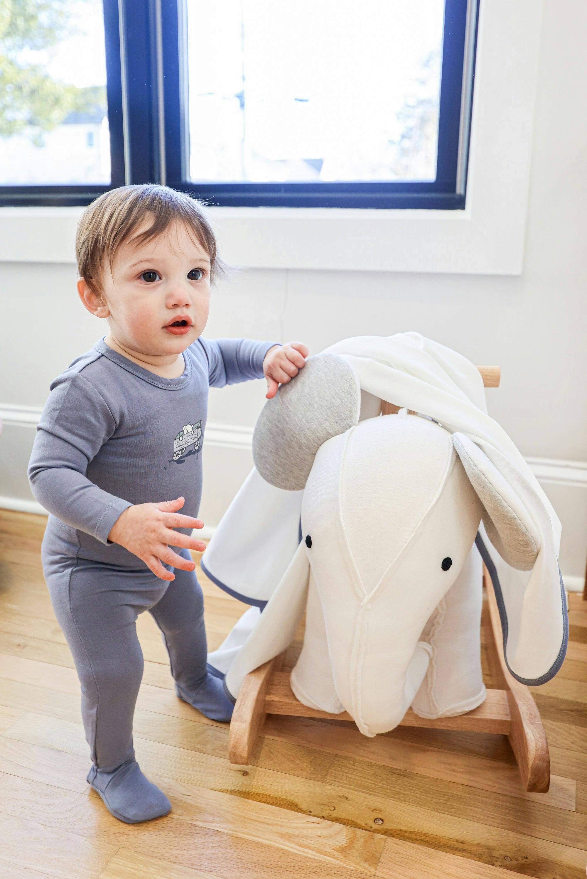 Teddy Wagon Footie and Beanie Set