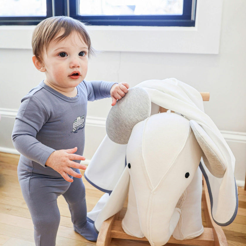 Teddy Wagon Footie and Beanie Set