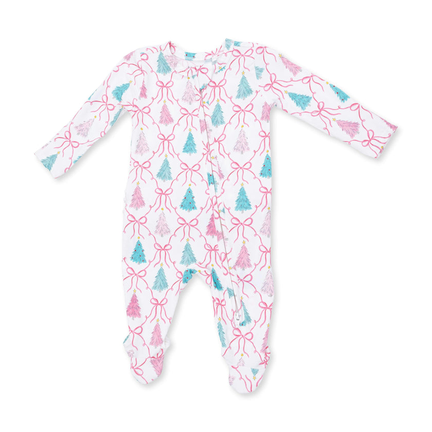 Bow Trellis Tree - 2 Way Ruffle Back Zipper Footie