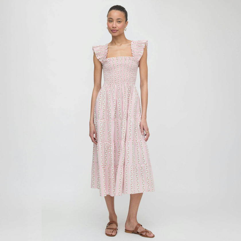 The Ellie Nap Dress - Pink Floral Dot Stripe