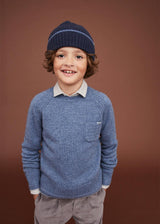 The Blue Merino Pocket Cashmere Crew