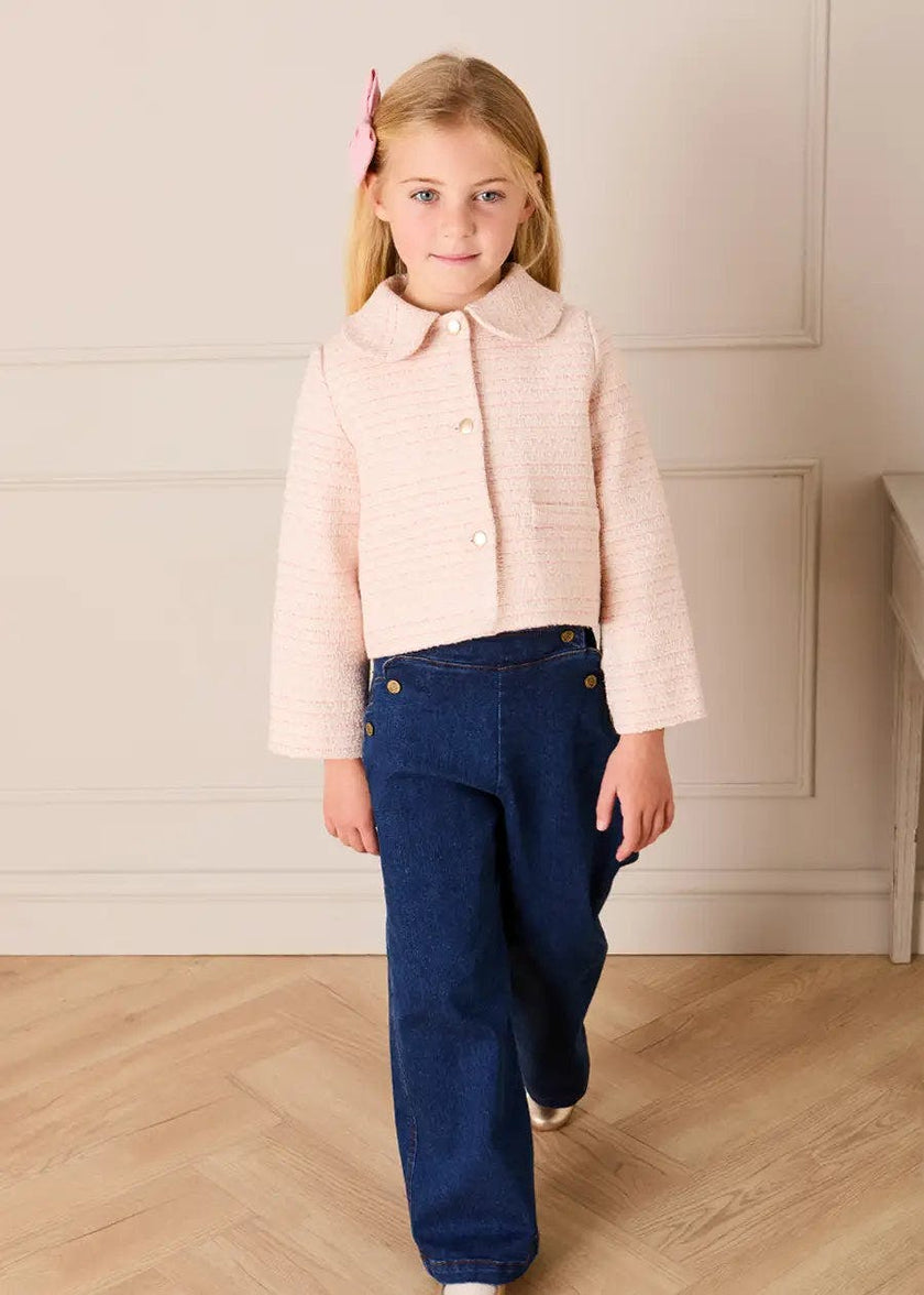 Scallop Detail Wide Leg Jeans in Blue Denim (2-12yrs)