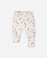 Cotton Jersey Evolutive Pants White Printed Strawberries