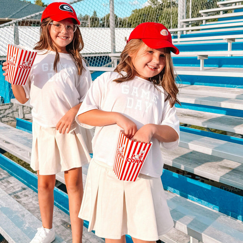 Red Football Bow Baseball Hat (Baby/Toddler, Youth)