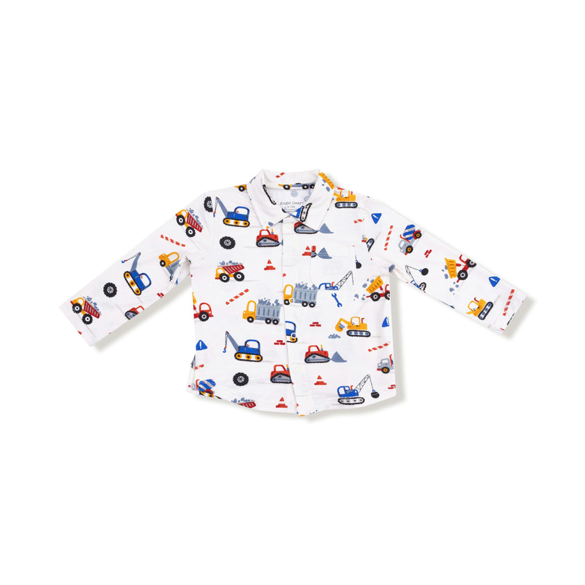 Crayon Construction - Long Sleeve Polo with Full Front Placket