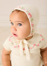 Wildflower Embroidered Knitted Romper in Cream (1-9mths)