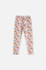 Organic Cotton Leggings Purple Poodle Print