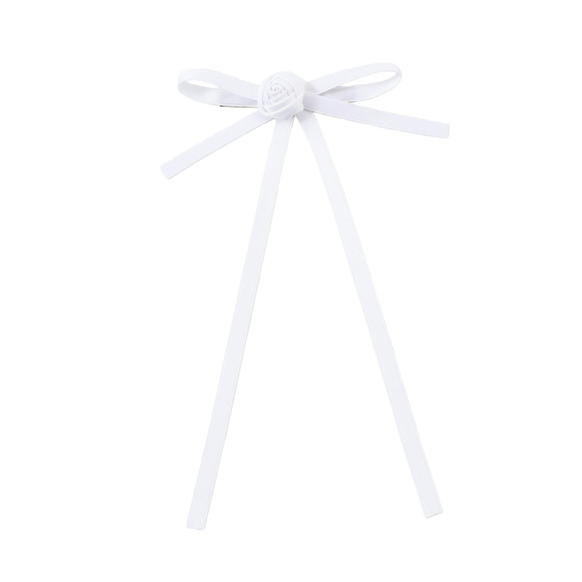 Halo Luxe Darla Rose Satin Bow Hair Clip - White