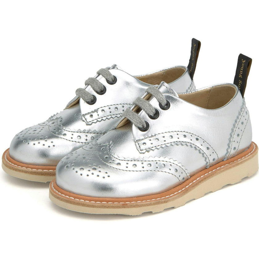 Brando Brogue Shoe Silver Leather, Silver