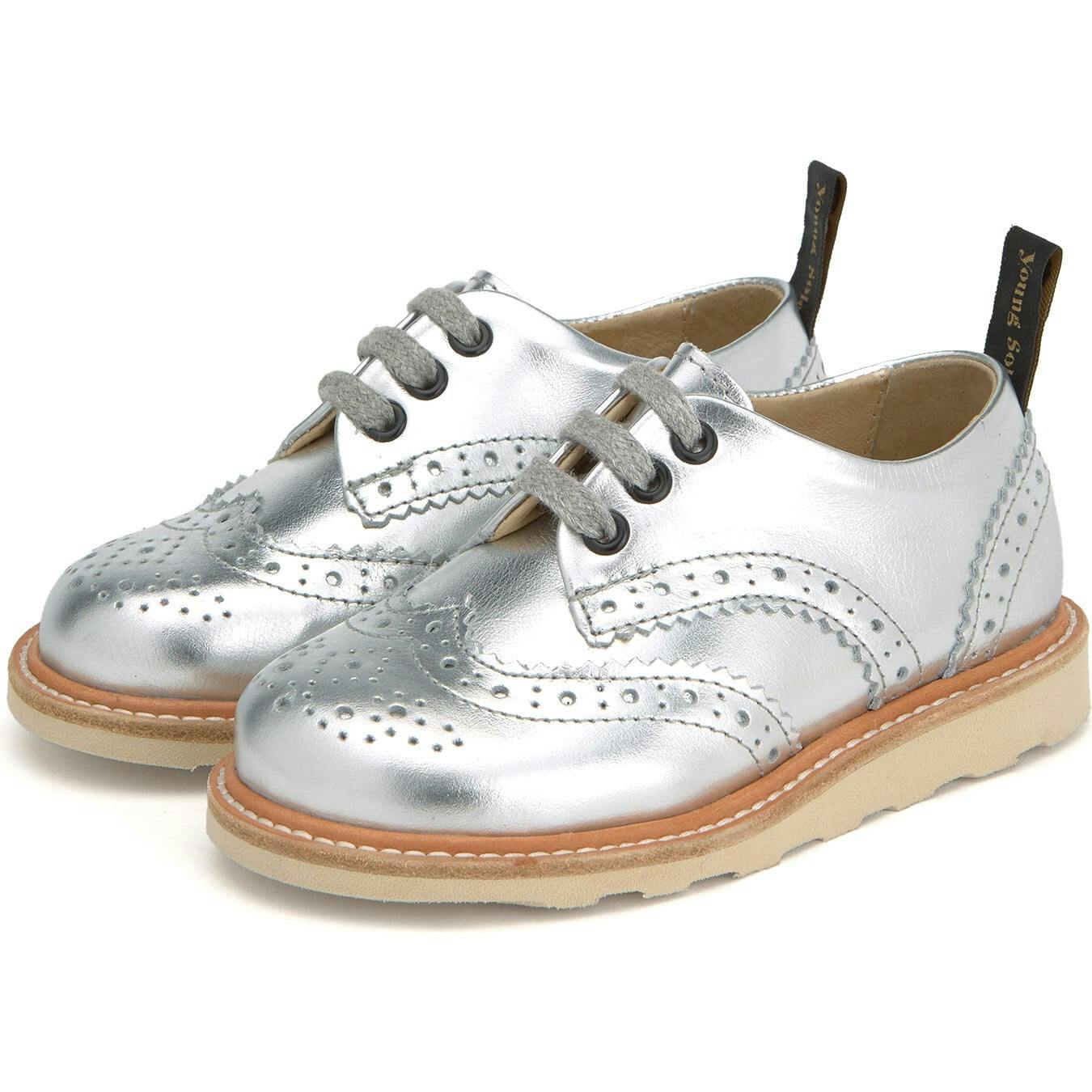 Brando Brogue Shoe Silver Leather, Silver