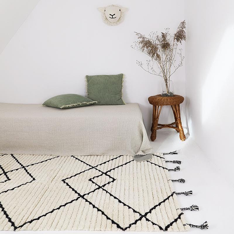 Viktor Braided Tassel Rectangular Rug, Black