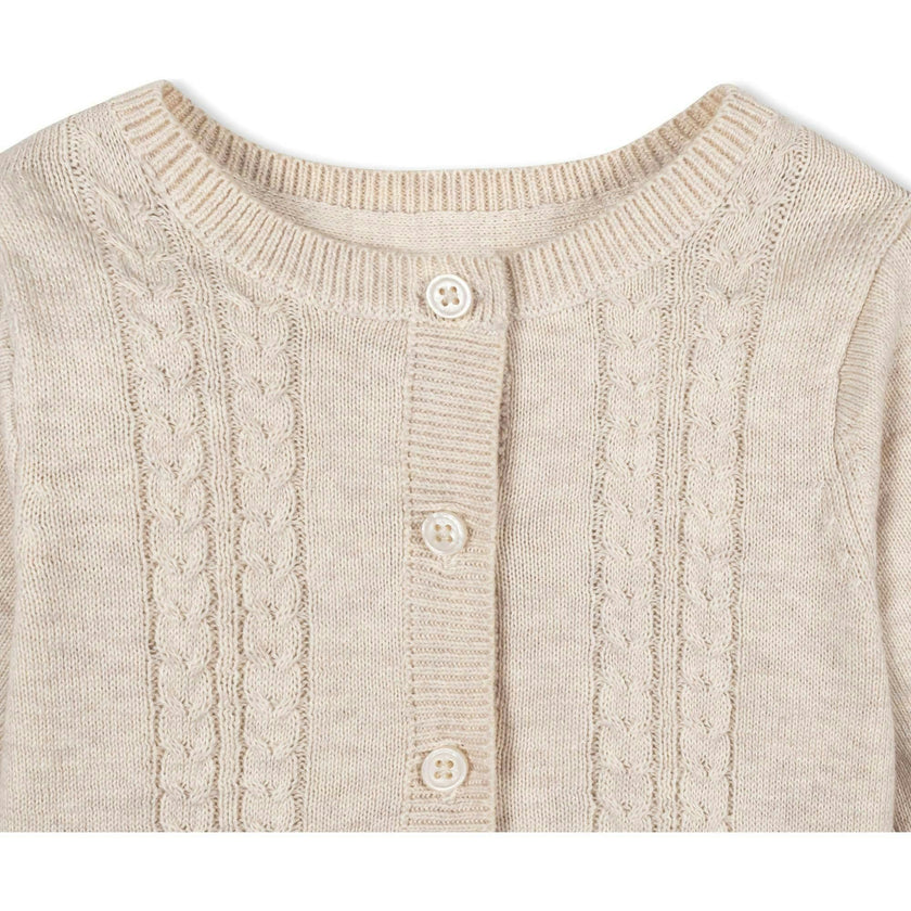 5 Piece Organic Sweater Cable Cardigan, Beige