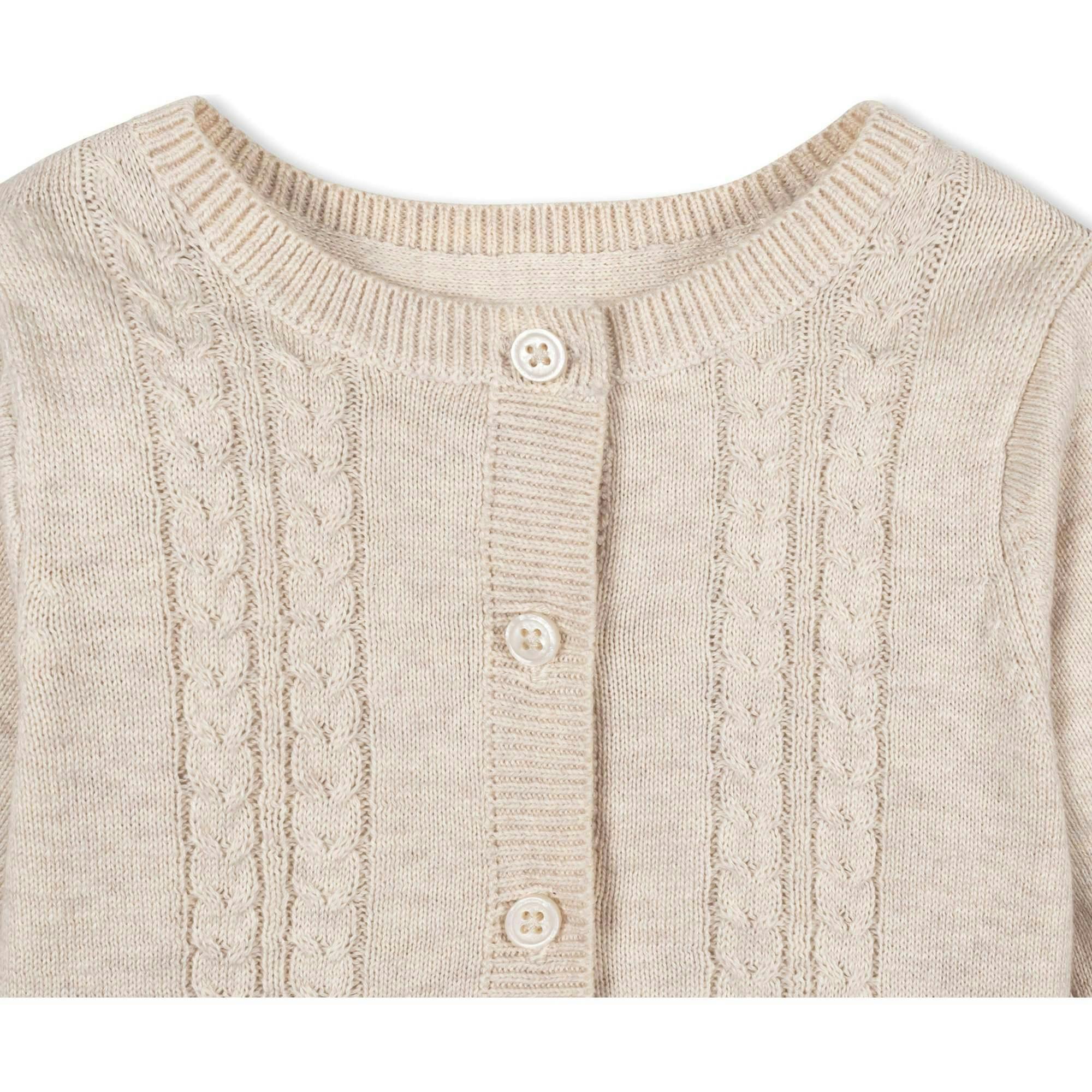 5 Piece Organic Sweater Cable Cardigan, Beige