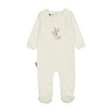 Floral Embroidered Round Neck Long Sleeve Footie