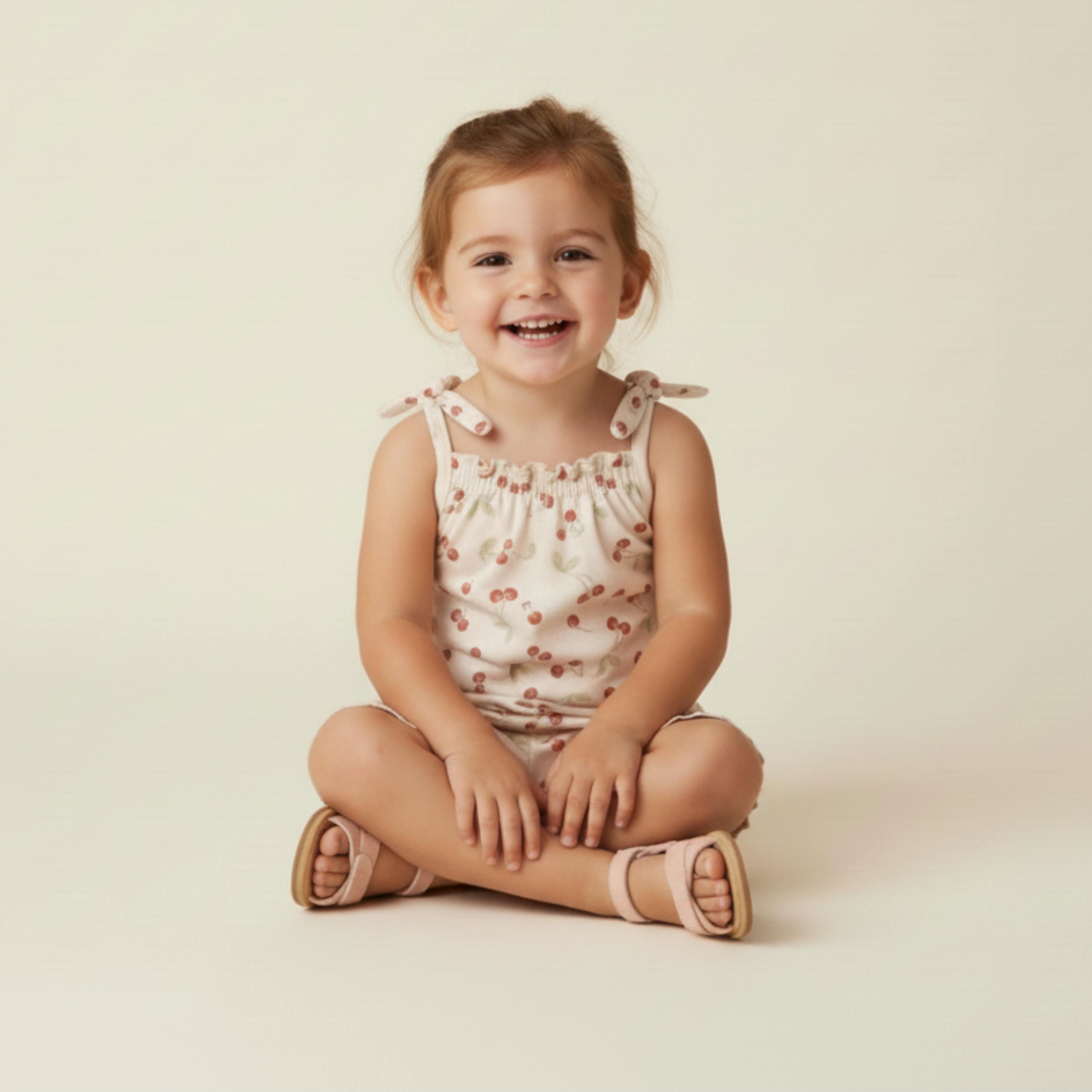 Organic Ruffle Jumpsuit - Cherry