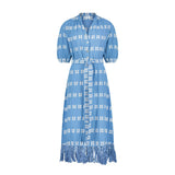 Estelle Womens Fringed Shirtdress Sky White Embroidery, Sky Blue