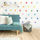 Watercolor Hearts • Rainbow • Small • Peel-and-Stick Wall Decals