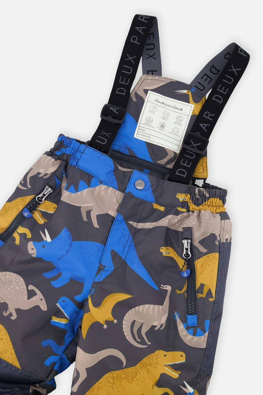 Two Piece Play Snowsuit Colorblock with Grey and Blue Dinosaur Print Pants