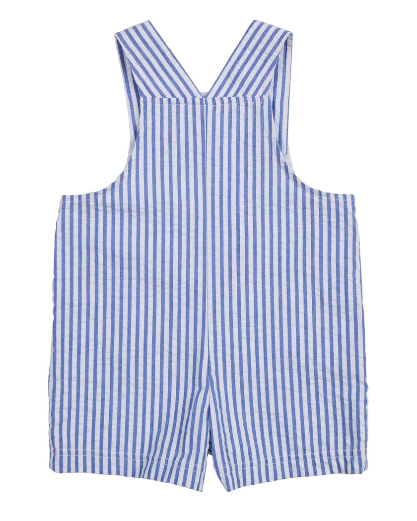 Stripe Seersucker Shortall With Lawn Mower