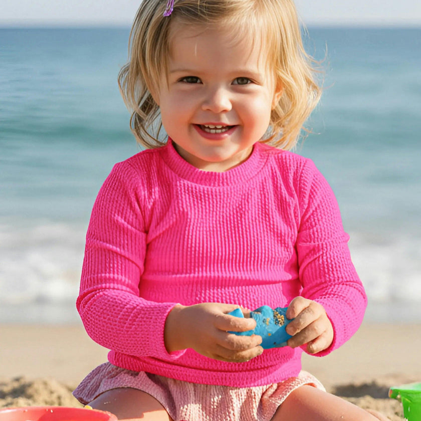 Pia Toddler Crinkle Ruffle Rashguard Set - Fuchsia